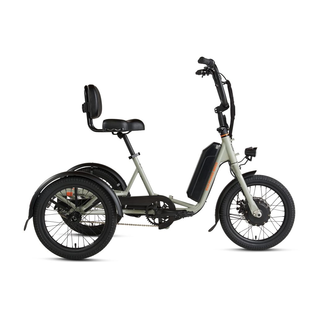 RadTrike three-wheel electric bike with wide stance and supportive seat