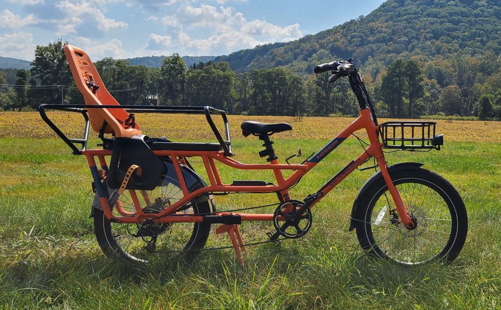 RadWagon e-bike with Caboose and thule yepp maxi child seat passenger package installed