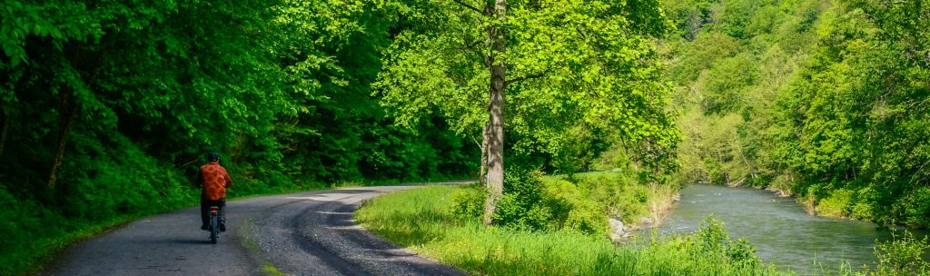 E-bike riders on the Pine Creek Rail Trail near Wellsboro, PA